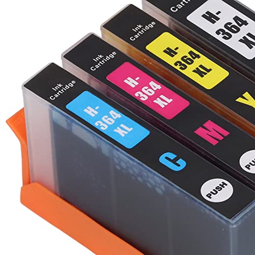 Hilitand Ink Cartridge Large Capacity Inkjet Cartridge Clear Fadeless Print Printer Cartridge for School, Office, Trading Firms (BK C M Y 4 Colors)