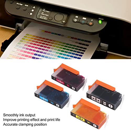 Hilitand Ink Cartridge Large Capacity Inkjet Cartridge Clear Fadeless Print Printer Cartridge for School, Office, Trading Firms (BK C M Y 4 Colors)