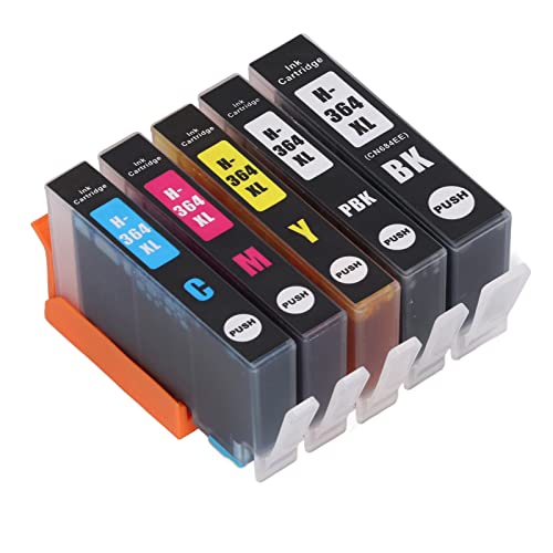 Hilitand Ink Cartridge Large Capacity Inkjet Cartridge Clear Fadeless Print Printer Cartridge for School, Office, Trading Firms (BK PBK C M Y 5 Colors)