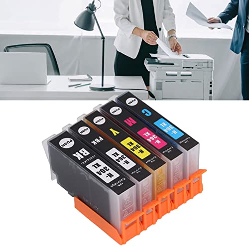 Hilitand Ink Cartridge Large Capacity Inkjet Cartridge Clear Fadeless Print Printer Cartridge for School, Office, Trading Firms (BK PBK C M Y 5 Colors)