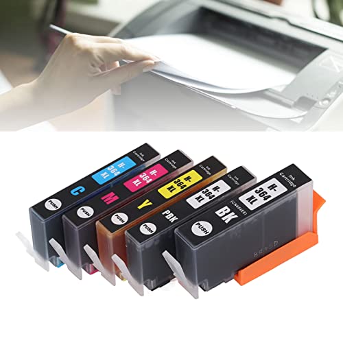 Hilitand Ink Cartridge Large Capacity Inkjet Cartridge Clear Fadeless Print Printer Cartridge for School, Office, Trading Firms (BK PBK C M Y 5 Colors)