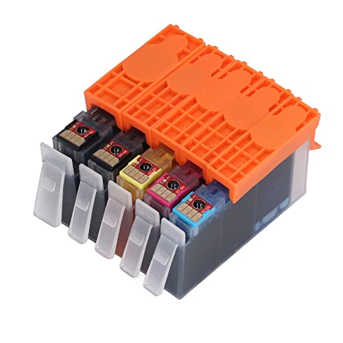 Hilitand Ink Cartridge Large Capacity Inkjet Cartridge Clear Fadeless Print Printer Cartridge for School, Office, Trading Firms (BK PBK C M Y 5 Colors)