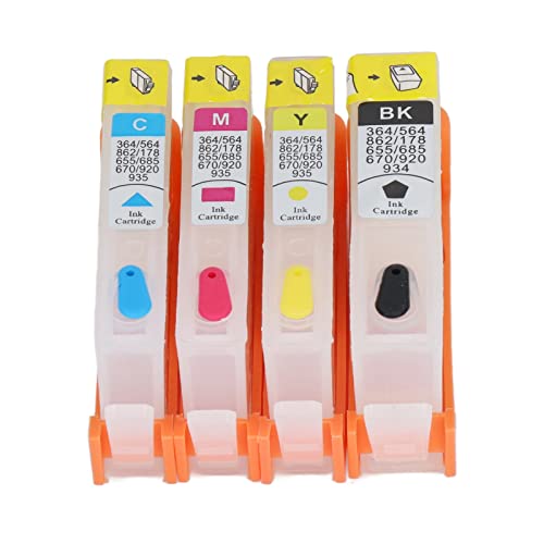 Fafeicy 4PCS Ink Cartridge,Permanent Chip Replacement Refill Ink Cartridge PP for Office (HP 934-935)