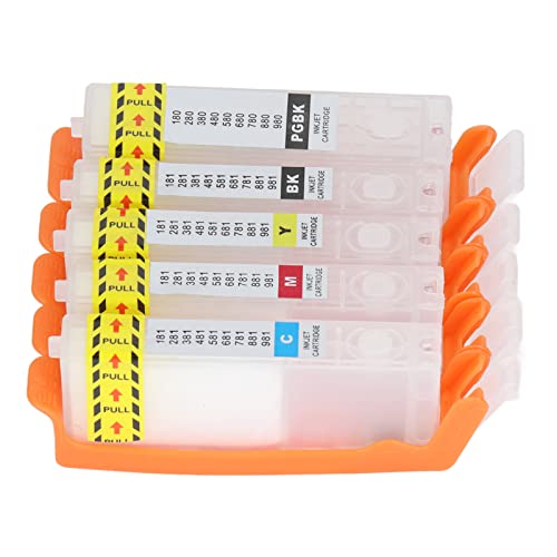 Fafeicy 5Pcs Ink Cartridge PGBK BK C M Y Inkjet Cartridge Printer Cartridge Smoothly Operation Reusable with Permanent Chip (480-481)