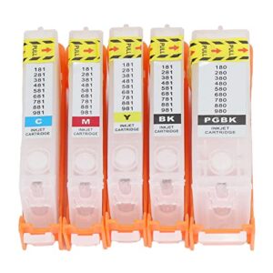 fafeicy 5pcs ink cartridge pgbk bk c m y inkjet cartridge printer cartridge smoothly operation reusable with permanent chip (380-381)