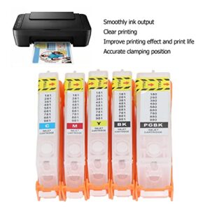 Fafeicy 5Pcs Ink Cartridge PGBK BK C M Y Inkjet Cartridge Printer Cartridge Smoothly Operation Reusable with Permanent Chip (580-581)