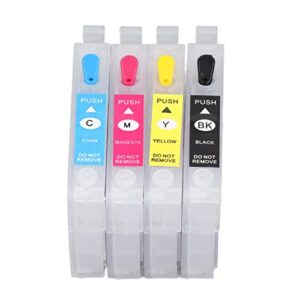 FTVOGUE 4PCS Ink Cartridge,Reusable Printer Refill Inkjet Cartridges PP for Homer Office (T1431/T1432/T1433/T1434)