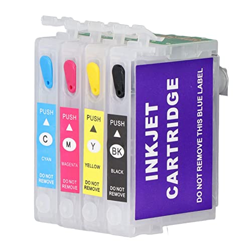 FTVOGUE 4PCS Ink Cartridge,Reusable Printer Refill Inkjet Cartridges PP for Homer Office (T1431/T1432/T1433/T1434)