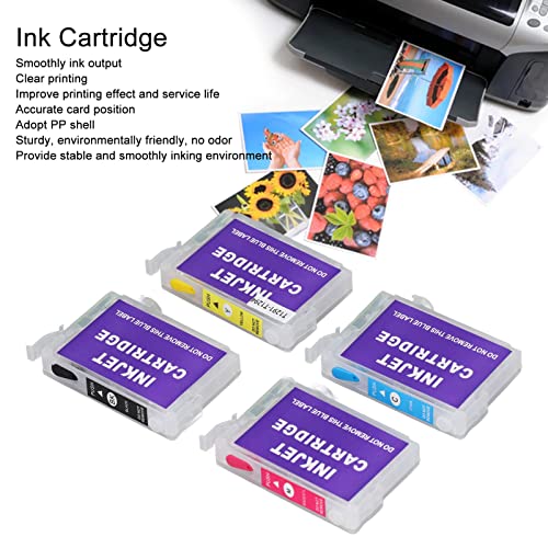 FTVOGUE 4PCS Ink Cartridge,Reusable Printer Refill Inkjet Cartridges PP for Homer Office (T1431/T1432/T1433/T1434)