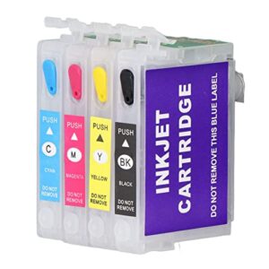 FTVOGUE 4PCS Ink Cartridge,Reusable Printer Refill Inkjet Cartridges PP for Homer Office (T1321/T1332/T1333/T1334)