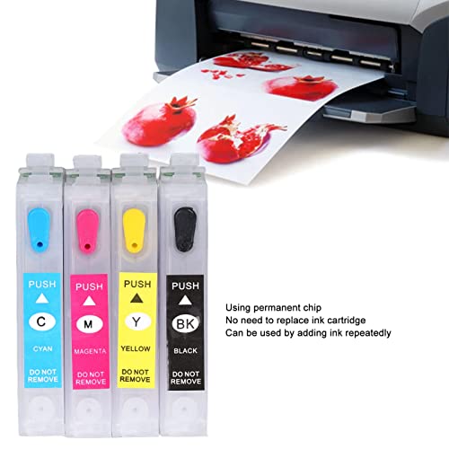 FTVOGUE 4PCS Ink Cartridge,Reusable Printer Refill Inkjet Cartridges PP for Homer Office (T1321/T1332/T1333/T1334)