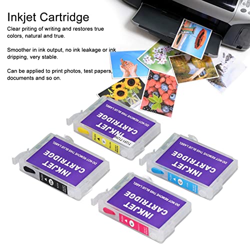 FTVOGUE Ink Cartridge,4 Colors Printing Accessory Part PP for Photo Paper Document (T1291/T1292/T1293/T1294)