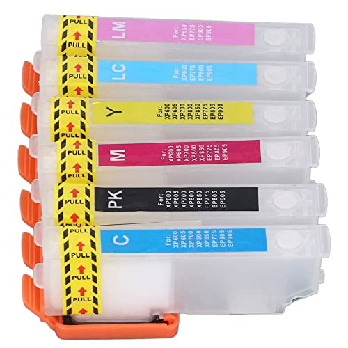 FTVOGUE 6Pcs Ink Cartridge PP Reusable 6Colors Printer Refill Ink Cartridge Replacement (ICBK70/ICC70/ICM70/ICY70/ICLC70/ICLM70)