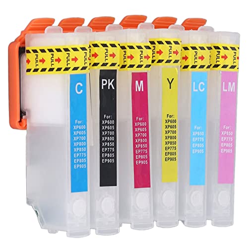 FTVOGUE 6Pcs Ink Cartridge PP Reusable 6Colors Printer Refill Ink Cartridge Replacement (ICBK70/ICC70/ICM70/ICY70/ICLC70/ICLM70)