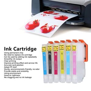 FTVOGUE 6Pcs Ink Cartridge PP Reusable 6Colors Printer Refill Ink Cartridge Replacement (ICBK80/ICC80/ICM80/ICY80/ICLC80/ICLM80)