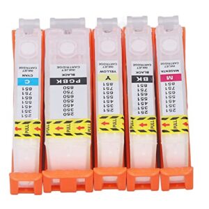 ftvogue 5pcs ink cartridge reusable smoothly ink output pgbk bk c m y printer cartridge for test papers documents (650-651)