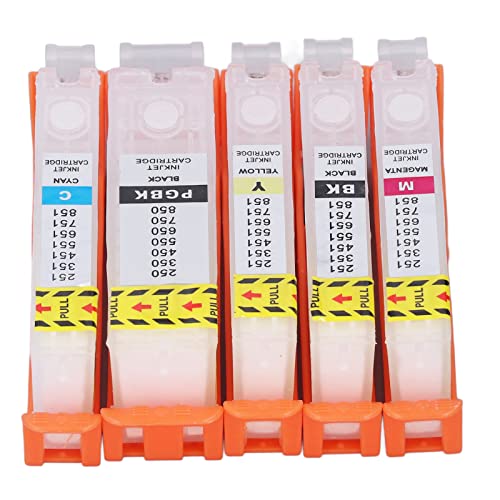 FTVOGUE 5Pcs Ink Cartridge Reusable Smoothly Ink Output PGBK BK C M Y Printer Cartridge for Test Papers Documents (650-651)