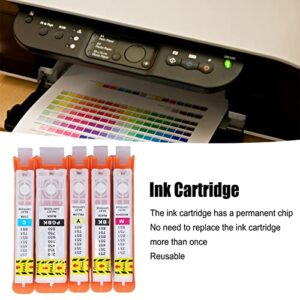 FTVOGUE 5Pcs Ink Cartridge Reusable Smoothly Ink Output PGBK BK C M Y Printer Cartridge for Test Papers Documents (650-651)