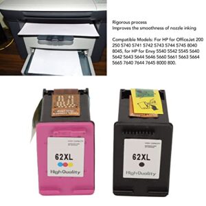 Ink Cartridges for OfficeJet, 2pcs Ink Cartridges Printer 62XL Color Black Print Cartridge Replacement for for OfficeJet 200 258 5540 5542 5640 7640 Printer