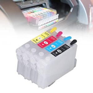 Hilitand 4Pcs Printing Ink Cartridge PP Material Ink Cartridge Printing Cartridge with Permanent Chip for Reusable Printer (T0561/T0562/T0563/T0564)