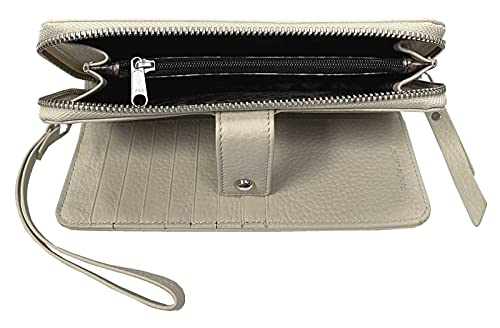 Harley-Davidson Women's Heavy Metal Stud Genuine Leather Clutch Wallet - Cream