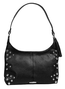 harley-davidson women’s heavy metal studded genuine leather hobo purse – black