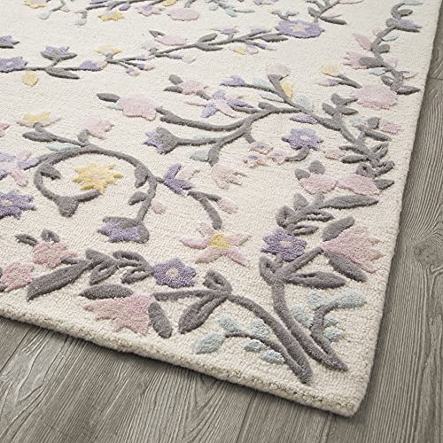 Delta Children Hand-Tufted Wool Blend Area Rug 5x8, Floral Garden