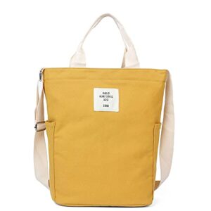 CENTER Canvas Tote Bag Beach Bags for Women Shoulder Bag Utility Tote Shoulder Bag Casual Work School Shopper (yellow)