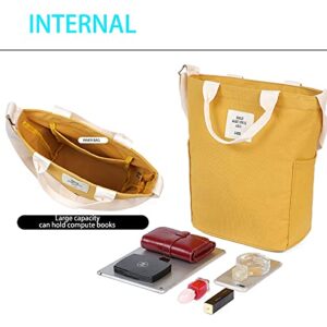 CENTER Canvas Tote Bag Beach Bags for Women Shoulder Bag Utility Tote Shoulder Bag Casual Work School Shopper (yellow)