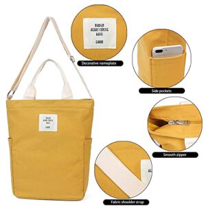 CENTER Canvas Tote Bag Beach Bags for Women Shoulder Bag Utility Tote Shoulder Bag Casual Work School Shopper (yellow)