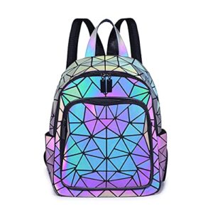 luminous geometric backpacks women purses and handbags holographic reflective bags iridescent backpack a1