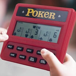 Trademark Poker 5-in-1 Poker Game – Electronic Handheld Games Including Draw, Deuces, Bonus, 2X Bonus, and 2x2 Bonus – Pocket-Sized Game for Travel, Red, 0.625 in Long x 3.875 Wide x 3.375 in high