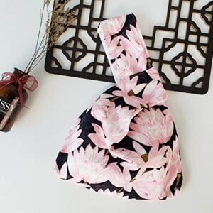 Japanese Style Knot Bag Women Wrist Bag Kimono Knot Pouch Tote, Blossom-4