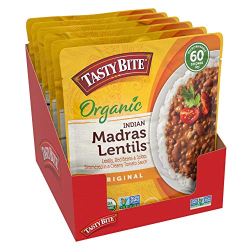 Tasty Bite Organic Indian Madras Lentils, Microwaveable Ready to Eat Entree, 10 Ounce (Pack of 6)