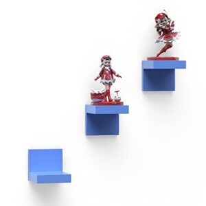 RICHER HOUSE Small Wall Shelves Set of 3, Damage-Free Display Ledges for Small Decor, Small Floating Shelf with 2 Types of Installation - Sky Blue 4 inch D x 3.3 inch W x 3 inch H