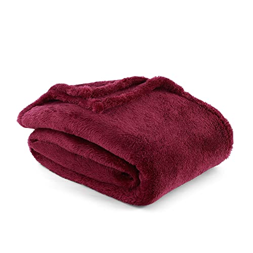 Berkshire Blanket Extra-Fluffy Throw | Soft Fluffy Ultra Plush Solid Throw | Wine | 55" x 70"