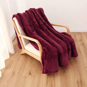 Berkshire Blanket Extra-Fluffy Throw | Soft Fluffy Ultra Plush Solid Throw | Wine | 55" x 70"