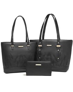 women fashion handbags tote bag for work shoulder bag top handle satchel gift (6602#black)