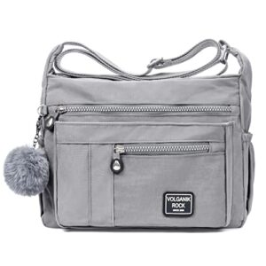 women shoulder handbag rfid roomy crossbody purse multiple pockets bag ladies fashion tote top handle satchel (silver grey)