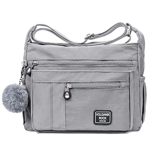 Women Shoulder Handbag RFID Roomy Crossbody Purse Multiple Pockets Bag Ladies Fashion Tote Top Handle Satchel (Silver Grey)