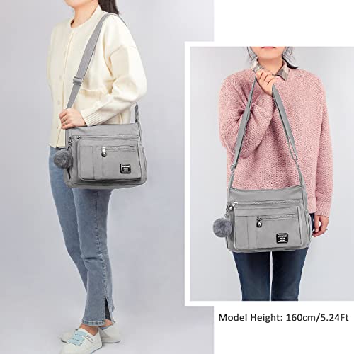 Women Shoulder Handbag RFID Roomy Crossbody Purse Multiple Pockets Bag Ladies Fashion Tote Top Handle Satchel (Silver Grey)