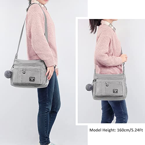 Women Shoulder Handbag RFID Roomy Crossbody Purse Multiple Pockets Bag Ladies Fashion Tote Top Handle Satchel (Silver Grey)