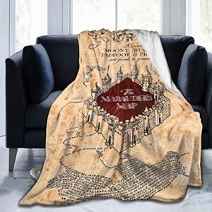 Map Blanket Ultra Soft Plush Throw Blanket Cozy Warm Bedding for Couch Sofa Living Room for Kids Adults 80"x60"