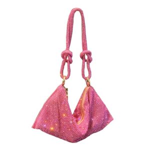 Rhinestone Hobo Bags for Womens Chic Sparkly Crystal Evening Handbag Shiny Purse Shoulder Bags for Travel Party Proms Gifts