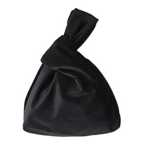 japanese style knot bag women wrist bag kimono knot pouch tote, black velvet