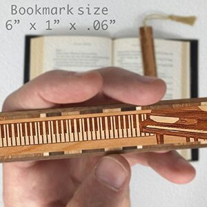 Piano Musical Instrument Engraved Wooden Bookmark - Also Available with Personalization - Made in The USA