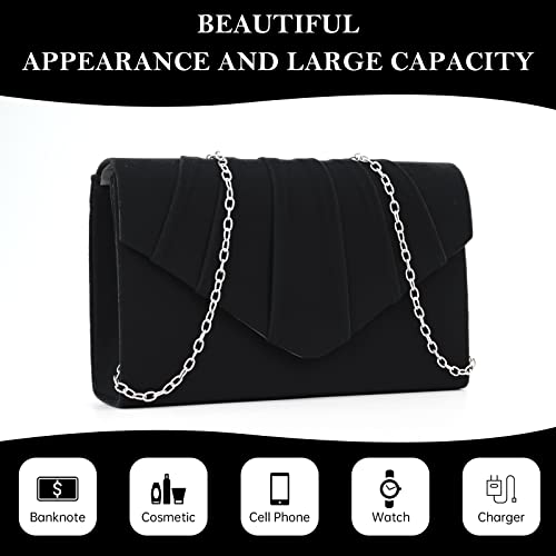 KUANG! Women's Evening Clutch Bag Velvet Pleated Envelope Clutch Handbag for Bridal Wedding Party