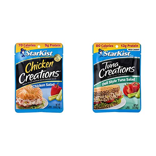 StarKist Chicken Creations, Chicken Salad, 2.6 oz Pouch (Pack of 12) & Tuna Creations Deli Style Tuna Salad, 3 oz pouch (Pack of 12) (Packaging May Vary)