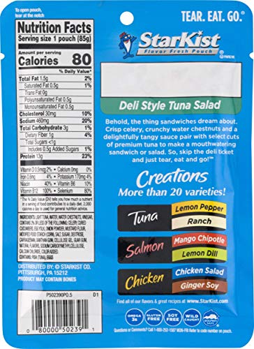 StarKist Chicken Creations, Chicken Salad, 2.6 oz Pouch (Pack of 12) & Tuna Creations Deli Style Tuna Salad, 3 oz pouch (Pack of 12) (Packaging May Vary)