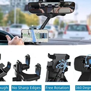 Timpou Car Phone Holder, Rearview Mirror Phone Holder, Adjustable Nagivator Holder, 360° Rotatable and Retractable Universal Car Cell Phone Holder for All Cell Phone